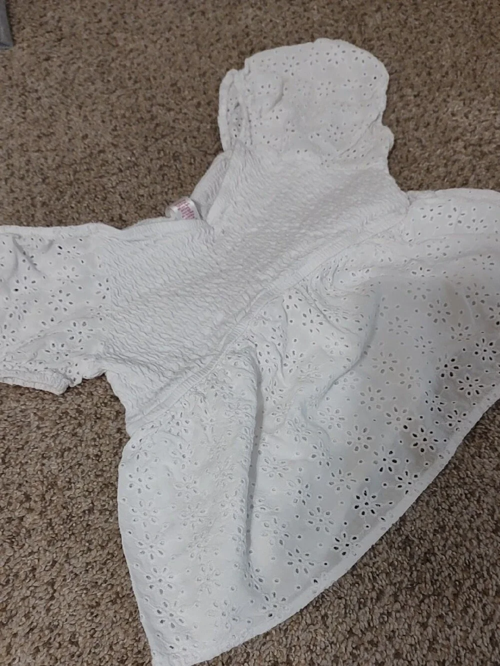 Girls Justice White Eyelet Smocked Peplum Top